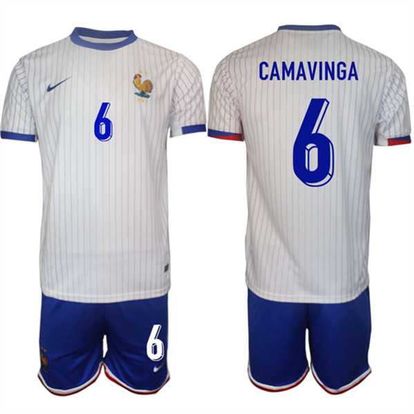 Men's France #6 Eduardo Camavinga White 2024-25 Away Soccer Jersey Suit,We sell and wholesale Men's France #6 Eduardo Camavinga White 2024-25 Away Soccer Jersey Suit on line form chian!